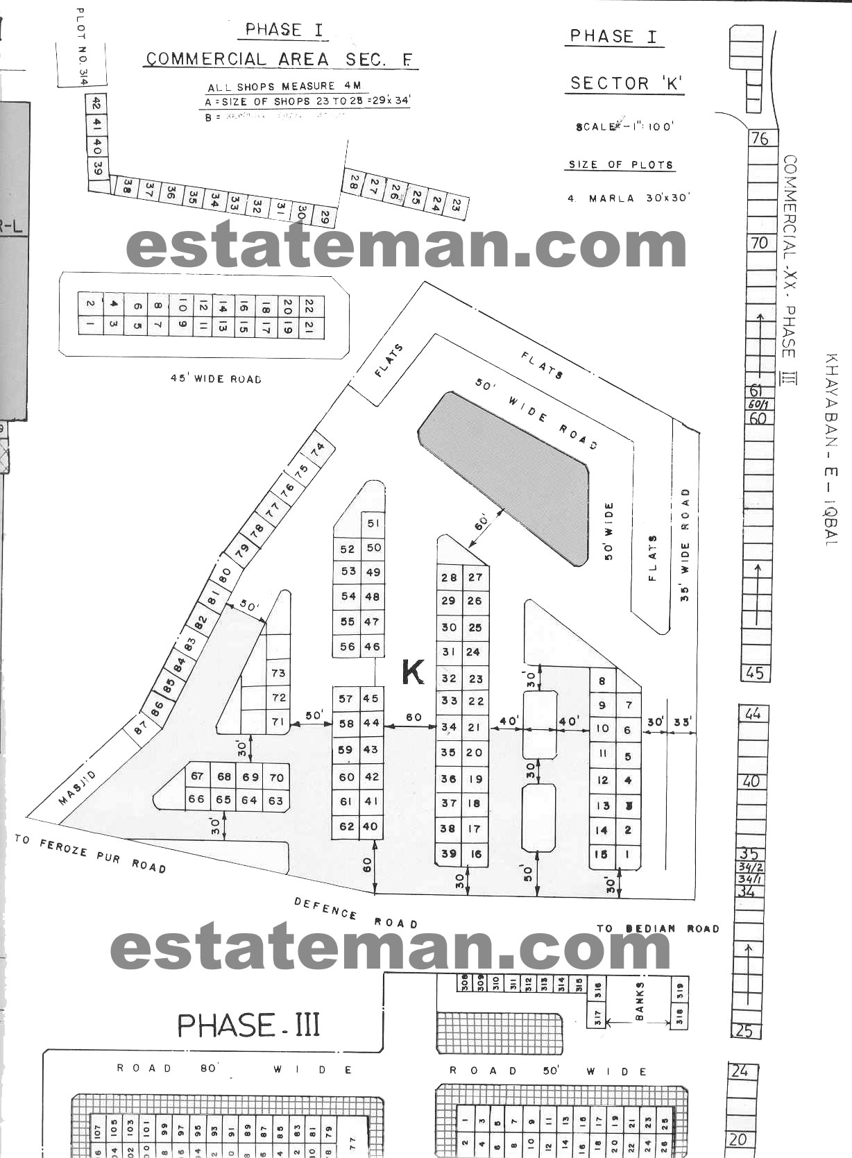 Defence Commercial Phase I Sector K - Lahore (Map Area 3) Click on Map Navigation Buttons as required