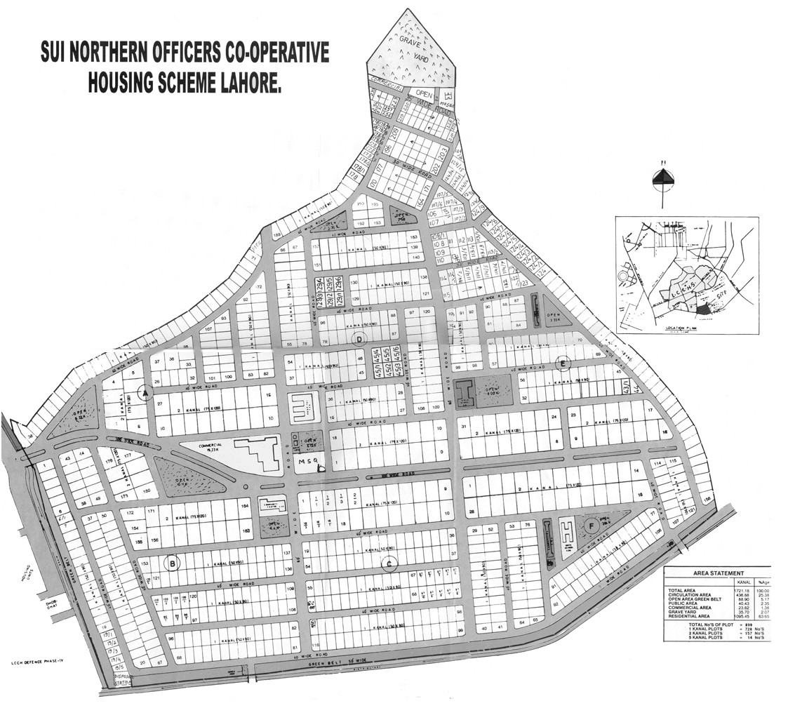 Sui Northern Officers Co-operative Housing Scheme. Please click on different areas of map  to get it enlarge.